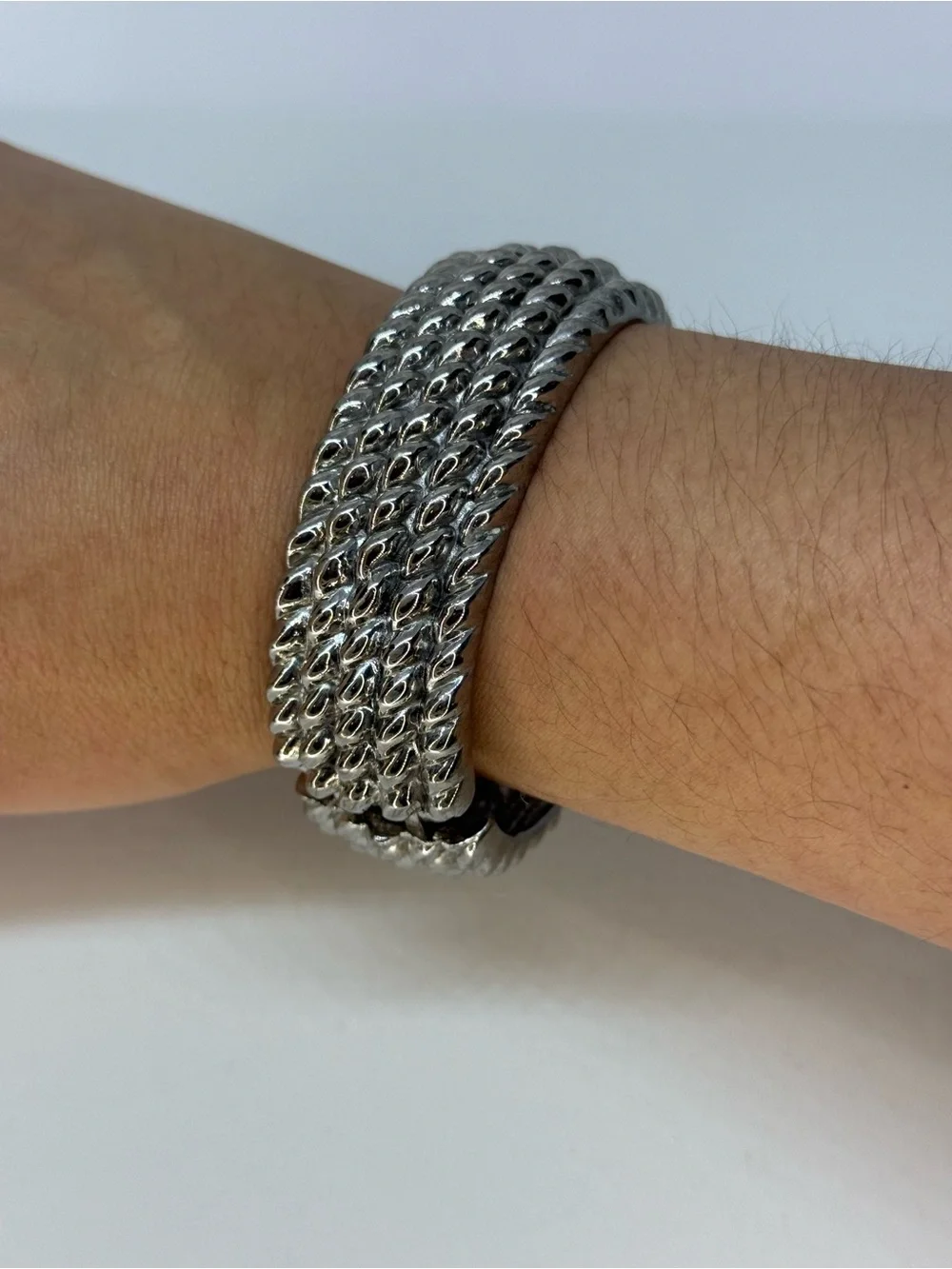 Chunky Twisted Link Silver Bracelet